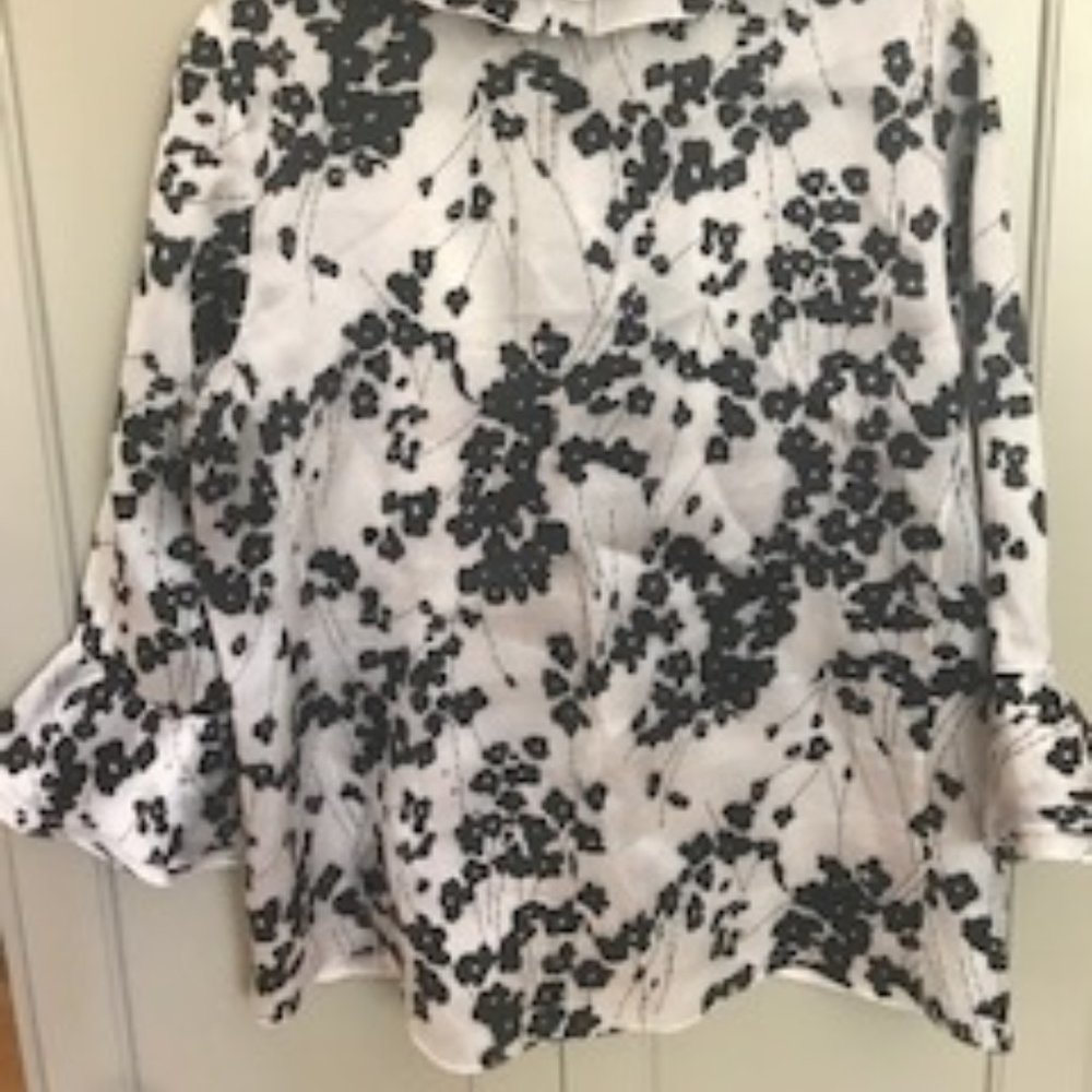 Frescara Toronto Silk Black & White Floral Top - Picture 8 of 8